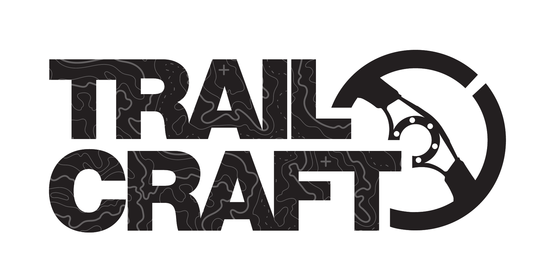 Trail Craft logo with a stylized mountain bike wheel on a white background